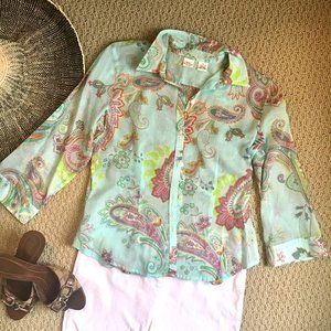 REAL CLOTHES Italian Cotton Paisley Blouse Shirt